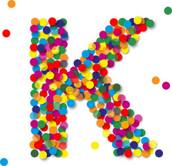 Buntes Konfetti Buchstaben, K, vektor