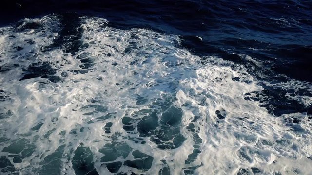 Foamy Waves At Side Of Ship