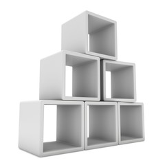 Obraz premium Product display boxes. 3D render isolated on white. Platform or Stand Illustration. Template for Object Presentation.