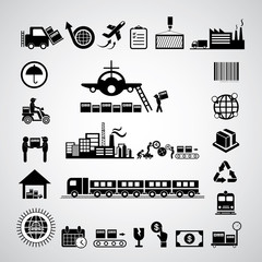 logistics export icon set
