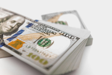 Stack of money in hundred dollar banknotes