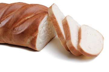 Fresh loaf of bread isolated on white background