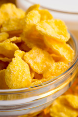 Defocused and blurred image of dry corn flakes