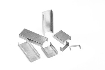 Staples, closeup isolated on white background