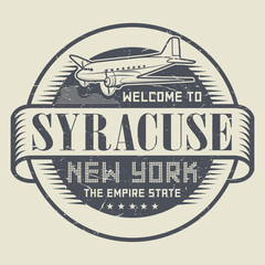 Grunge rubber stamp with text Welcome to Syracuse, New York