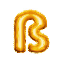 Obraz na płótnie Canvas Balloon letter S Eszett ligature 3D golden foil realistic alphabet