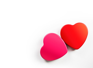 Pink and red heart shape on white background