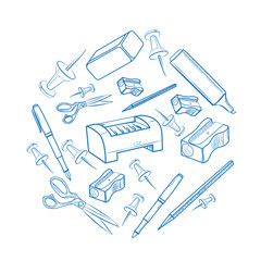 Office icons in circle