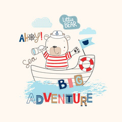 Sailor bear. Cartoon vector illustration