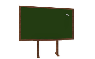 Grüne Schultafel mit Holzrahmen isoliert auf weißem Hintergrun