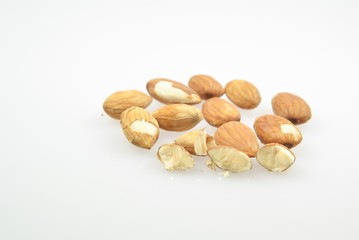 Almonds nut on isolated background.