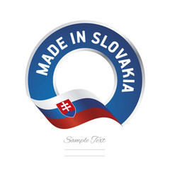 Made in Slovakia flag blue color label button banner