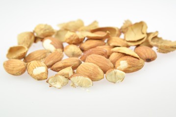 Almonds nut on isolated background.