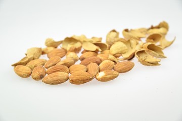 Almonds nut on isolated background.