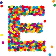 Buntes Konfetti Buchstaben, E, vektor