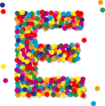 Buntes Konfetti Buchstaben, E, vektor