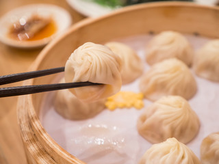 Closeup of Xiao Long Bao, Streamed Pork Dumplings Taiwan food 4
