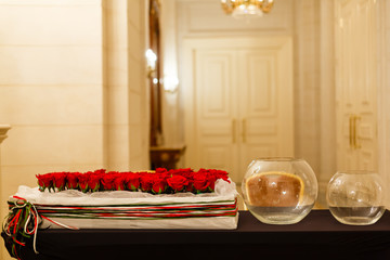 Close-up of a beautiful bouquet red roses