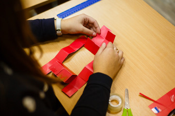 wooden game block abstract with bokeh