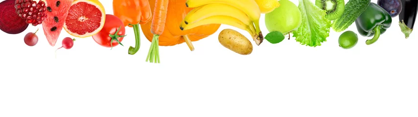 Papier peint photo autocollant rond Légumes frais Colorer les fruits et légumes