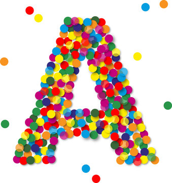 Buntes Konfetti Buchstaben, A, vektor