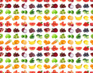 Seamless pattern of fruits and vegetables