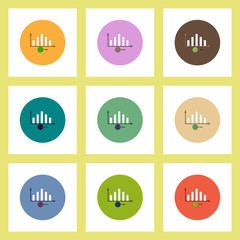 Fototapeta premium flat icons set of column chart concept on colorful circles