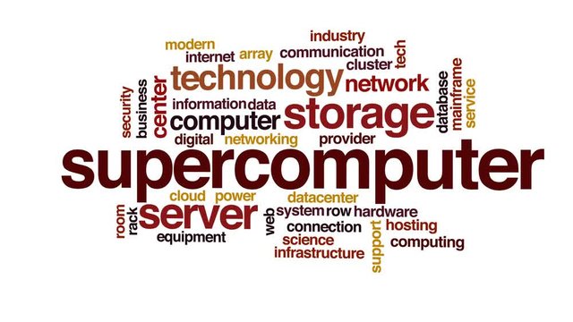 Supercomputer animated word cloud.
