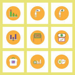 Collection of icons in flat style infographics and statistics