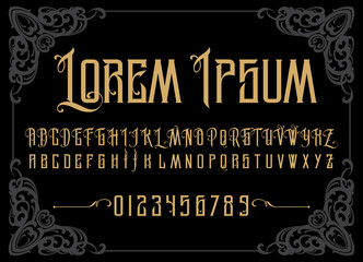 Vector retro alphabet. Vintage font. Typography for labels, headlines, posters etc.