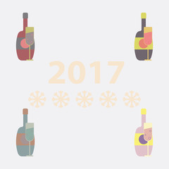 collection of Champagne Vector illustration Champagne bottle with glass