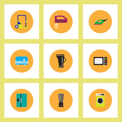Collection of stylish vector icons in colorful circles Home Appliances