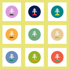 Collection of stylish vector icons in colorful circles antenna