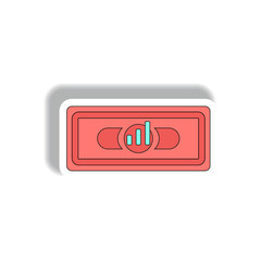bar graph on banknote Vector illustration in paper sticker style of financial voucher and column chart