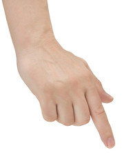 Hand and white background