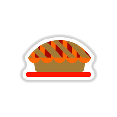 Vector illustration in paper sticker style delicious pie on plate
