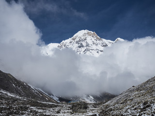 the gorgeous Annapurna mountain behide of Annapurna Base Camp wi