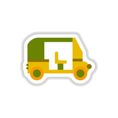 stylish icon in paper sticker style trailer car