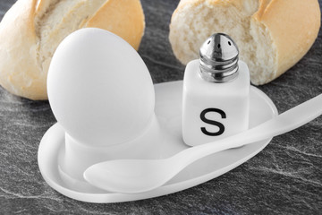 Egg, bread and salt