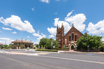 Fototapeta na wymiar Wellington, Australia - December 26, 2016: St Patrick's Catholic Church on a beautiful day. Wellington is the second-oldest town west of the Blue Mountains.