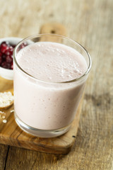 Yogurt smoothie with fresh red berries