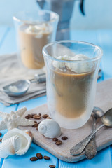 Obraz na płótnie Canvas Summer iced coffee with milk and ice cream