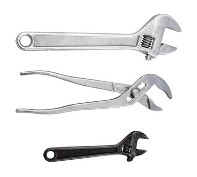 Set of wrenches isolated on the white background