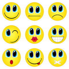 Collection funny emoticons isolated on white background 