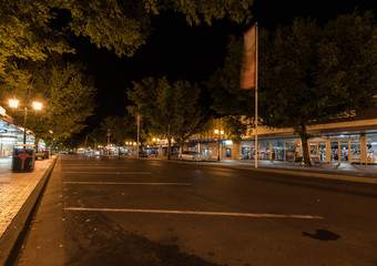 Dubbo, Australia - December 23, 2016: The main street in Dubbo town by night, decorated to celebrate Christmas and New Year. Dubbo are developing dramatically recently.