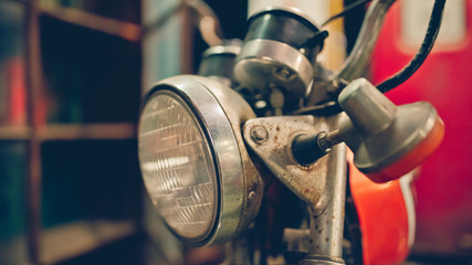 Retro motorcycle headlight. (vintage style)