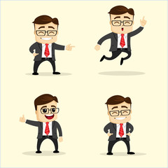 Vector illustration. Set of business man in different poses.