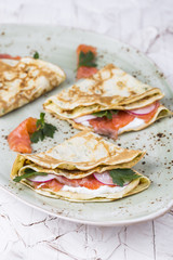 Crepes with smoked salmon
