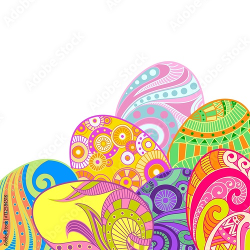 Colorful Easter Eggs With Abstract Patterns Background