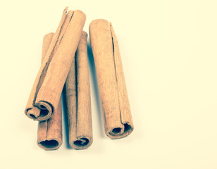 Cinnamon sticks isolated on white background.
